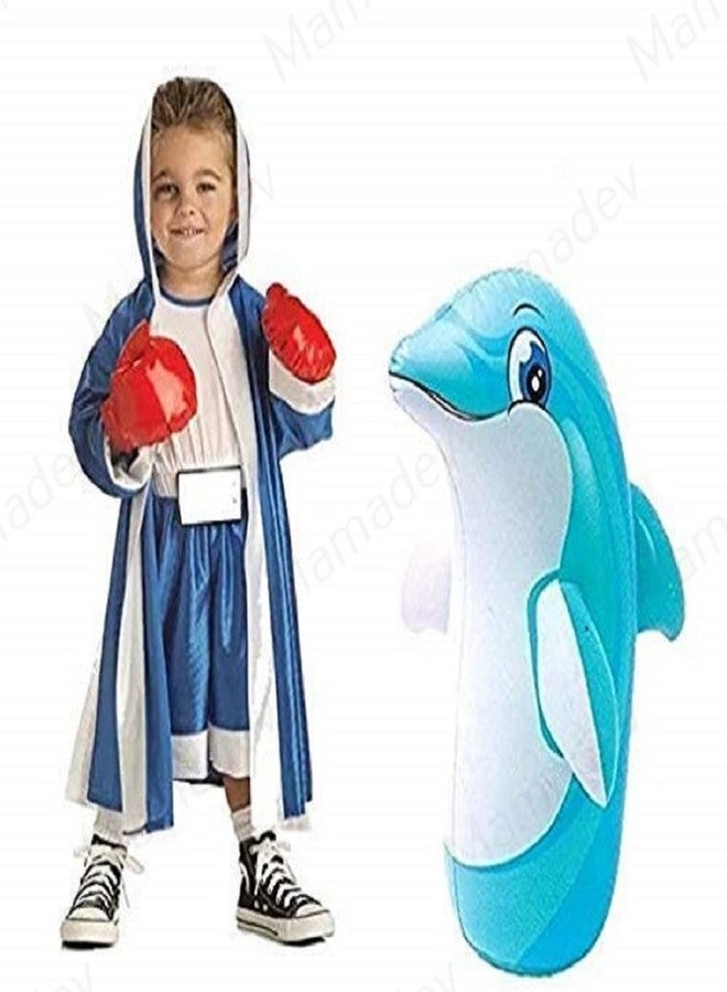 Mamadev:- Dolphin Inflatable Punching Bag Toy for Kids | Standing Bop Bag for Toddlers | PVC Hit Me Toy (Multicolor) - Image 2